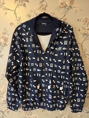 Lacoste Sport | Men's Navy and White Crocodile Print Zip Jacket | Size XL
